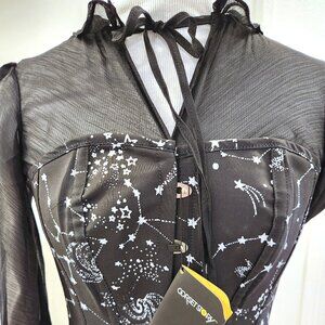 Black corset with stars and high neck